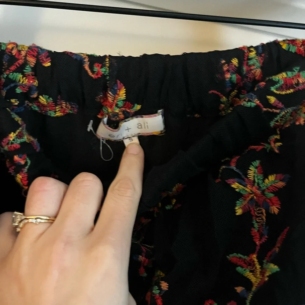 Anthropologie Black Floral Midi Skirt - Picture 2 of 2